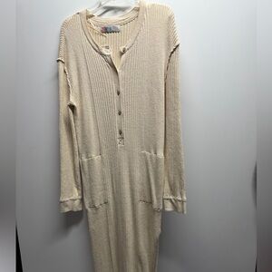 Free People Beach Cream Ribbed Long Sleeve Maxi Dress